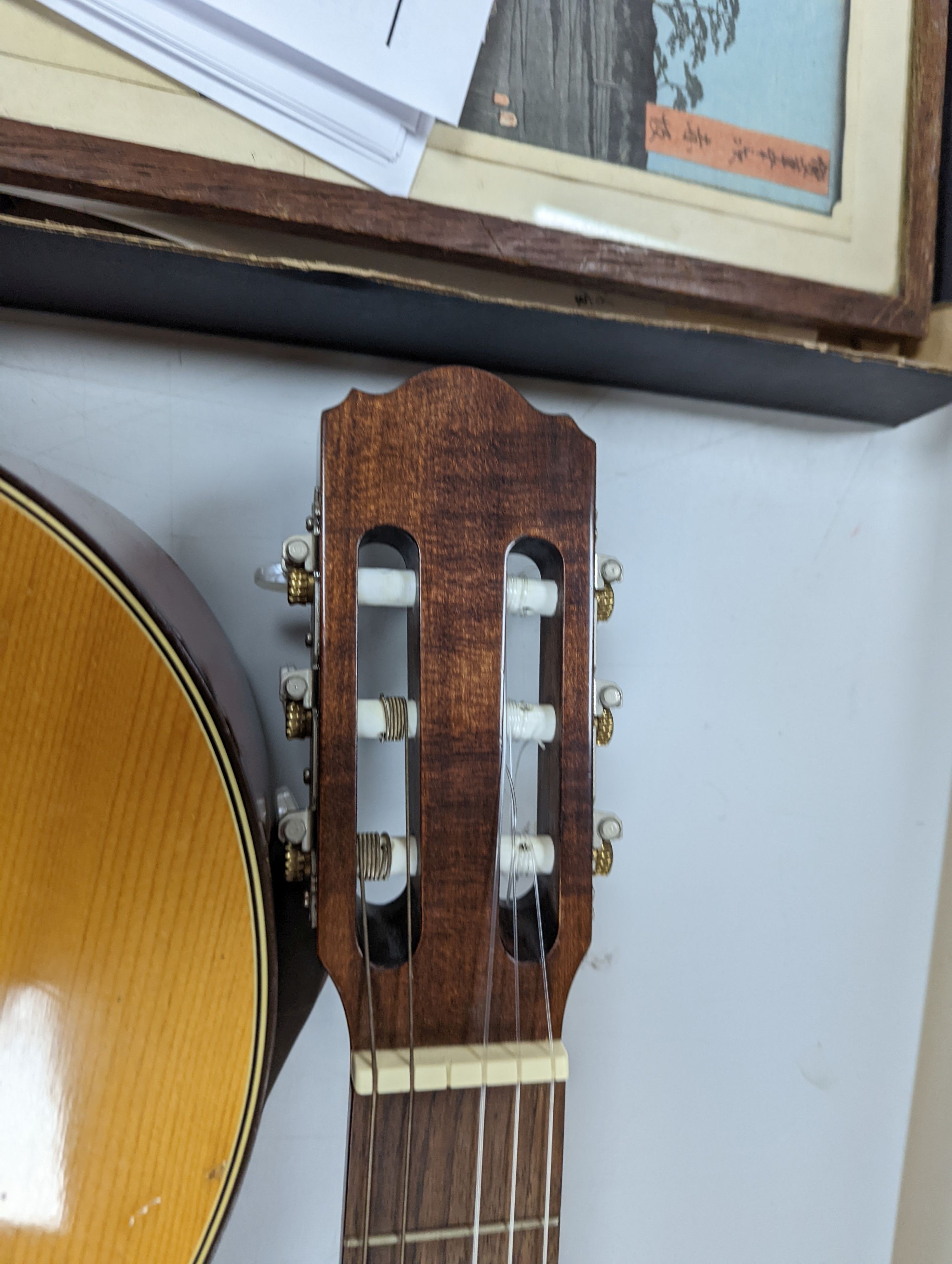 A Kimbala acoustic guitar.